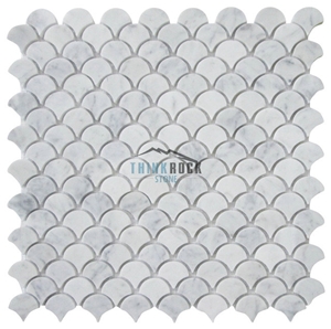 Bianco Carrara White Marble Mosaic Pattern Tiles