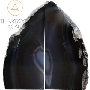 Black Agate Semi-Precious Stone Elegant Bookends