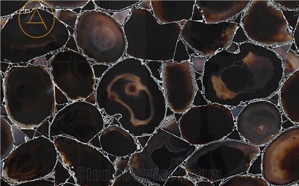 Black Agate Semi Precious Stone Tiles & Slabs