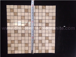 Brown and Beige Mixed Marble Square Mosaic Tiles