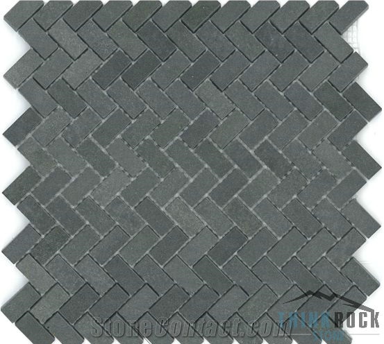China Black Basalt Mosaic with Mesh Backed Tiles