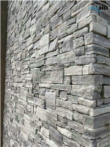 China Light Grey Quartzite Cultured Stone, Faux Stone Wall