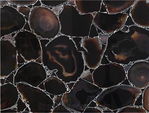 China Natural Beautiful Black Agate Tiles Slabs