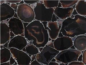 China Natural Beautiful Black Agate Tiles Slabs