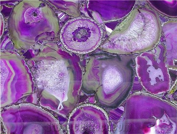 China Purple Agate Stone Tiles Slabs
