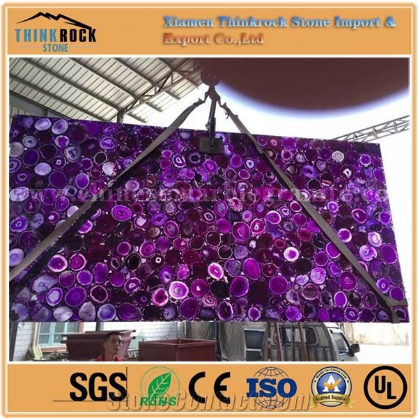 China Purple Agate Stone Tiles Slabs