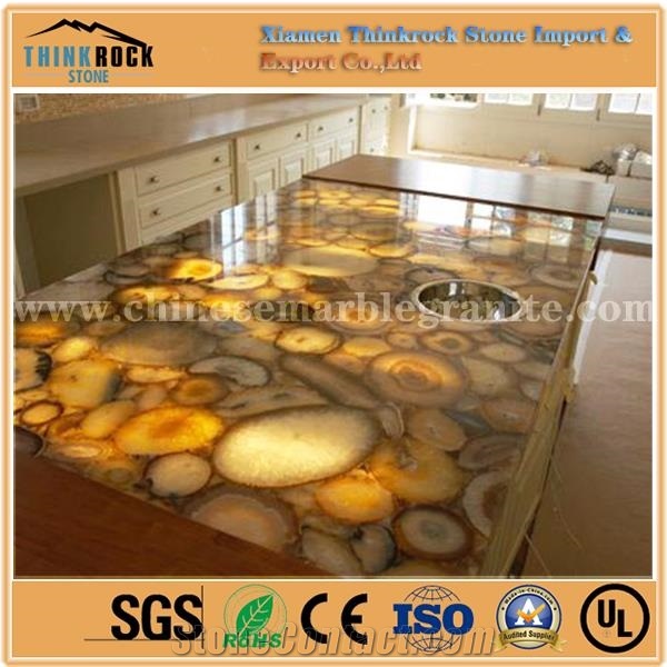 Chinese Orange Semiprecious Stone Tiles Slabs
