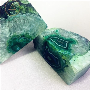Crystal Green Agate, Semi-Precious Stone Bookends