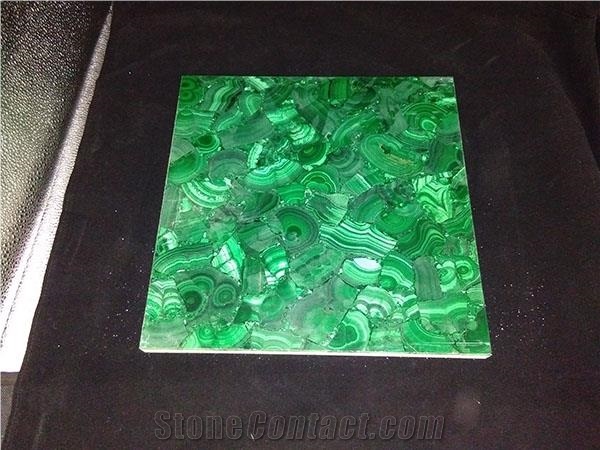 Green Malachite Tiles Based on Galaxy White Quartz