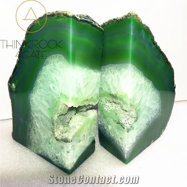 Green Semiprecious Bookends Stone, Gemsone Bookend