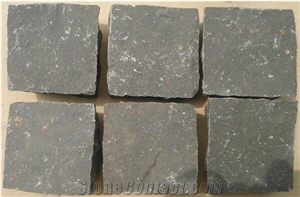 Hainan Black Basalt Cube Stone Paver, Cobble Stone