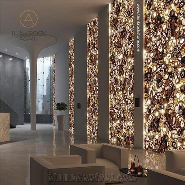 Natural Agate Yellow Brown Wall Cladding Stone