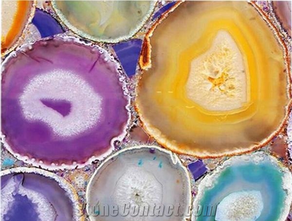 Natural Colorful Agate Stone Tiles Slabs