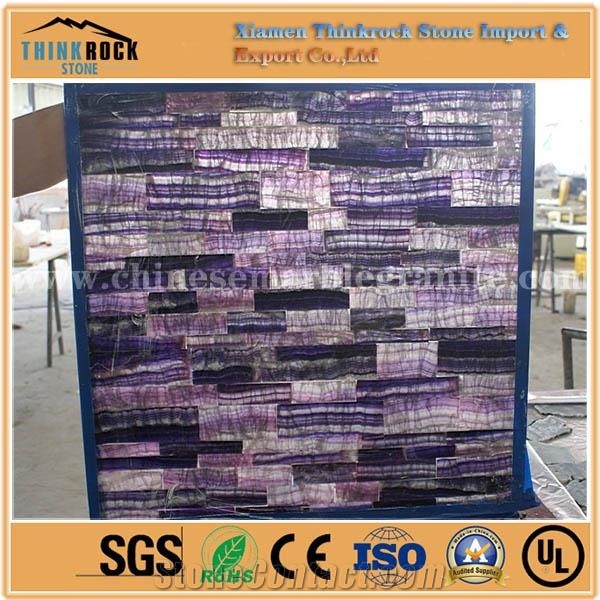 Natural Purple Fluorite Stone Tiles Slabs