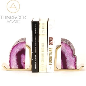 Polished Natural Pink Agate Semi-Precious Bookends