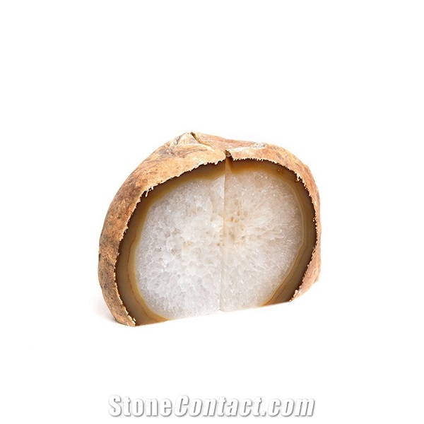 Roca Moda White Agate, Semi-Precious Stone Bookend