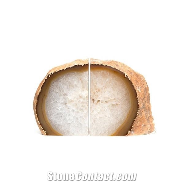 Roca Moda White Agate, Semi-Precious Stone Bookend