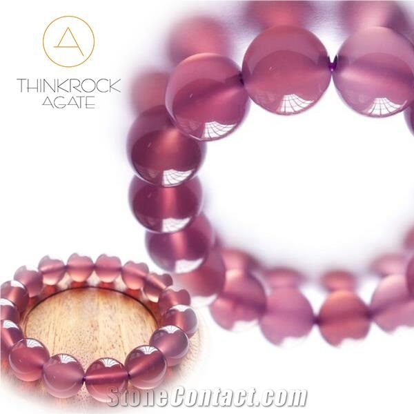 Semi Precious Stone, Pink Agate Bead Bracelet
