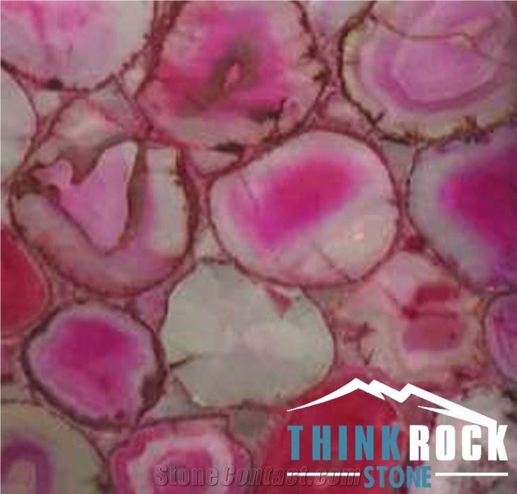 Semiprecious Rose Pink Agate Stone Slabs