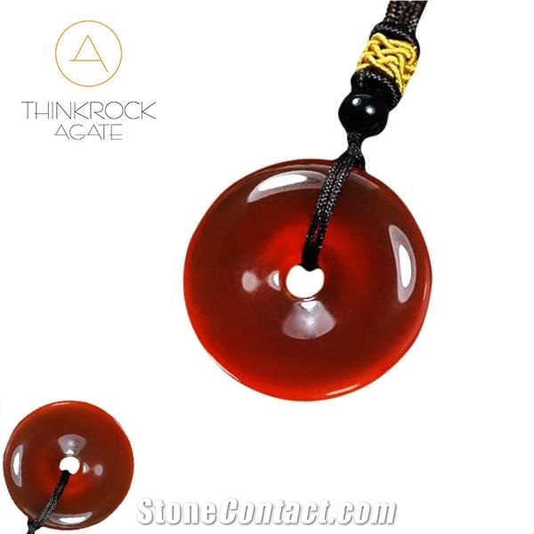 Semiprecious Stone Red Agate Round Gifts Pendant