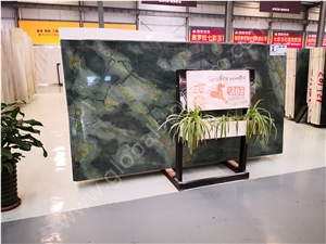 Peacock Green Marble Slabs Tiles for Hotel Tables