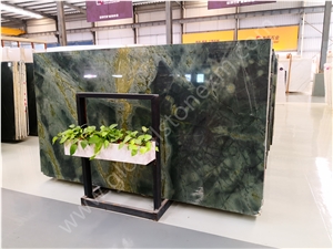 Peacock Green Marble Slabs Tiles for Hotel Tables