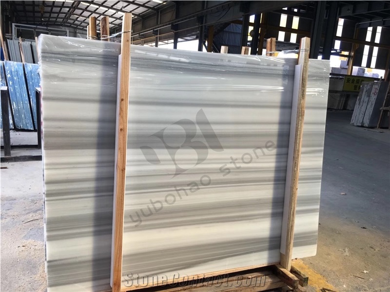 White Straight Wooden Veins Marble for Walling