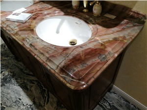 Louis Black Red Agate Marble Bathroom Countertop