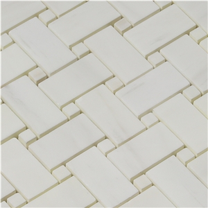 China Yunfu White Marble Basketwave Mosaic Tile