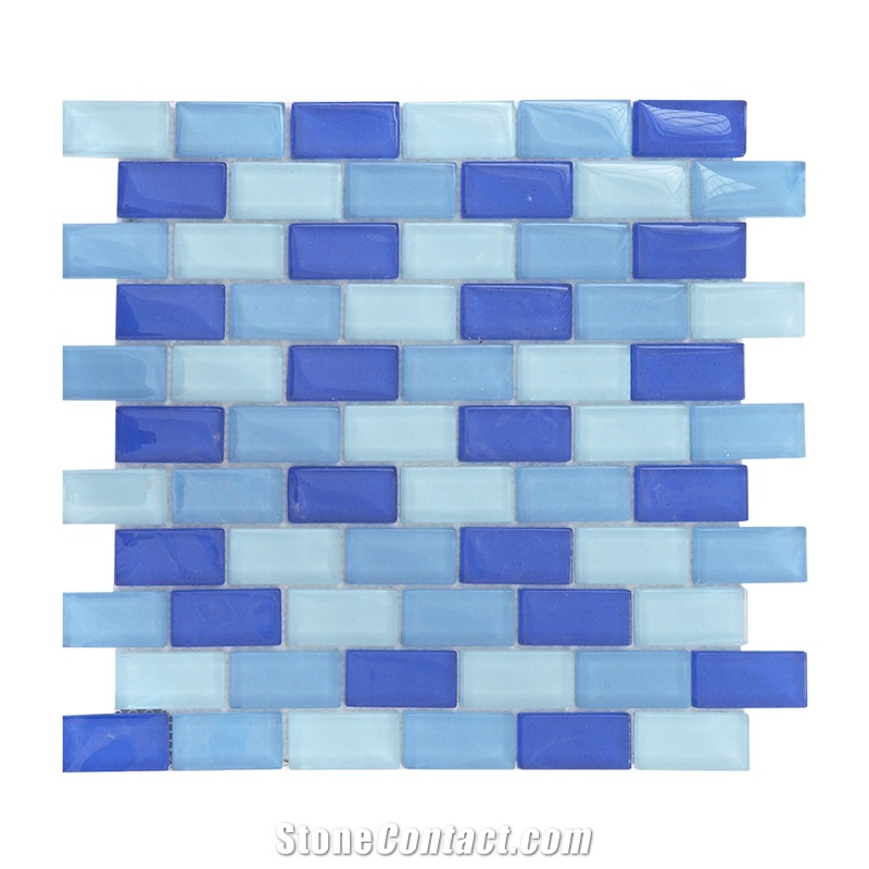 Decorative Mixed Ocean Blue Glass Mosaic