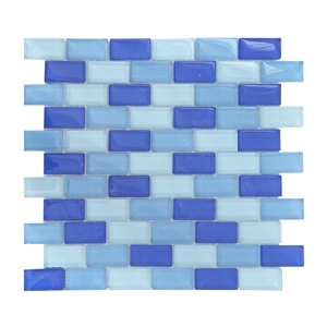 Decorative Mixed Ocean Blue Glass Mosaic Tile