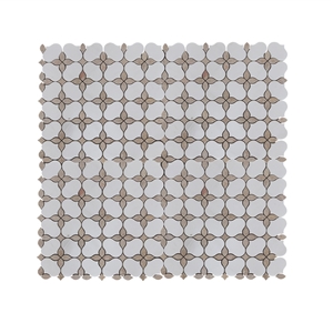 Dolomiti White and Brown Flower Marble Mosaic