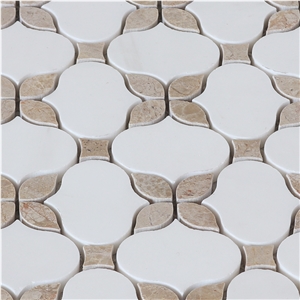 Dolomiti White and Brown Flower Marble Mosaic