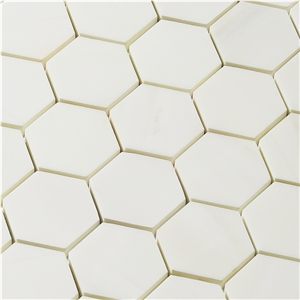 Dolomiti White Wall Hexagon Pattern Mosaic Tile