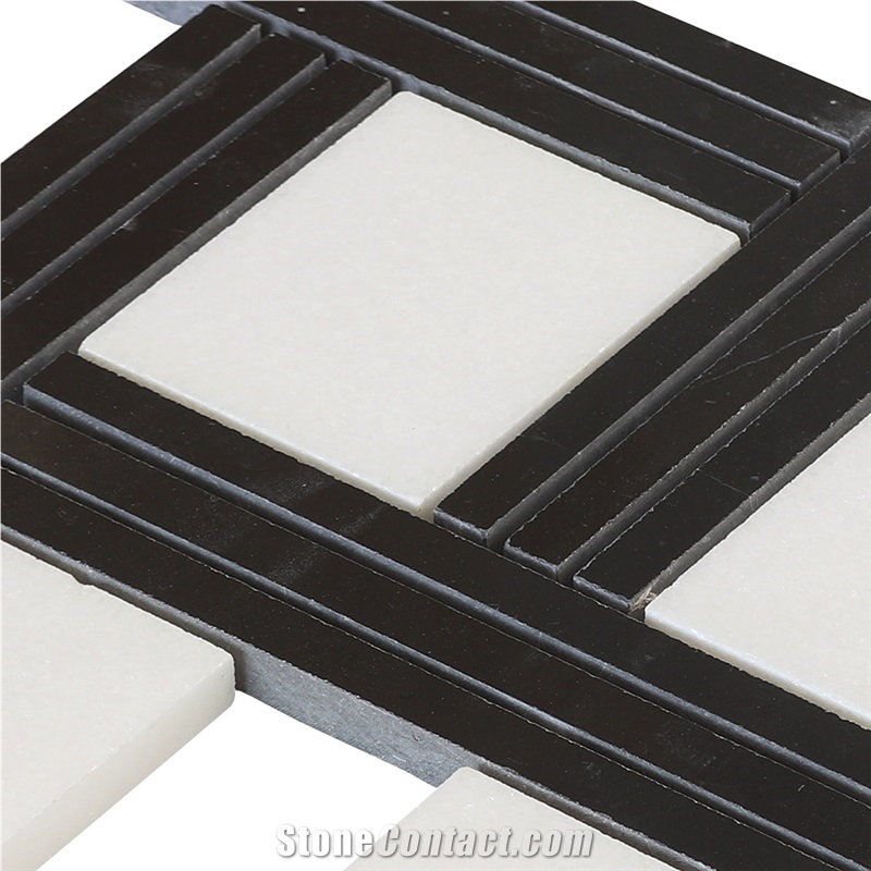 Mixed Color Black and White Marble Mosaic Tile