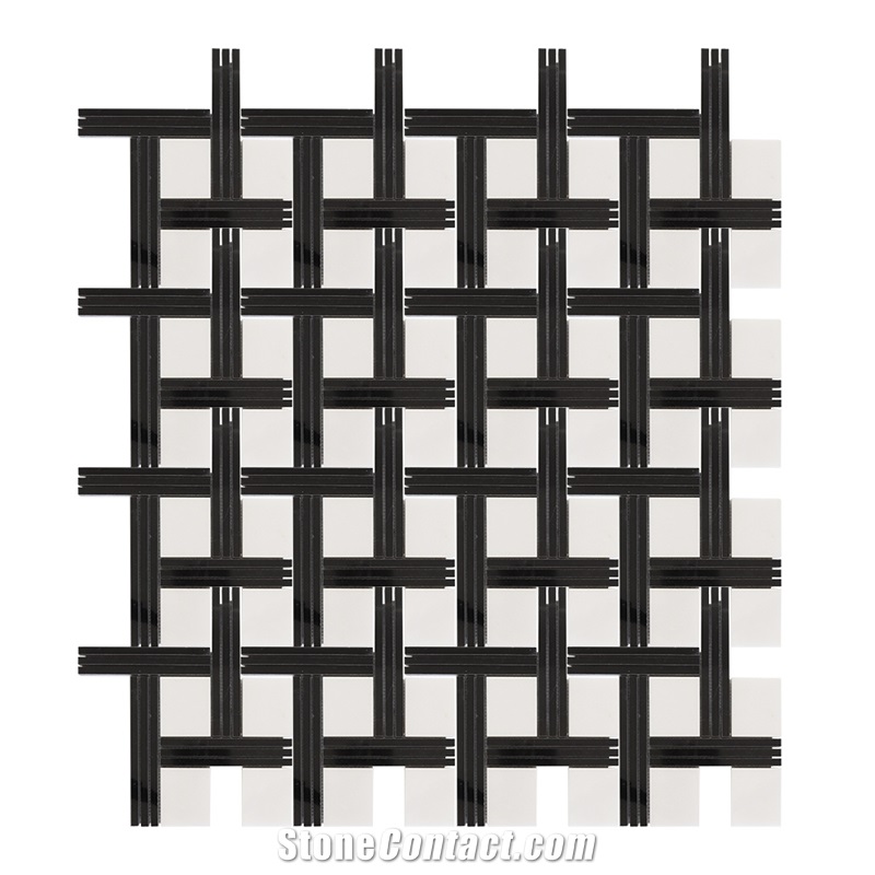 Mixed Color Black and White Marble Mosaic Tile