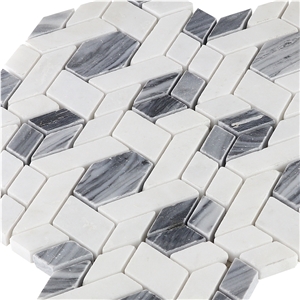 New Design Blue and White Marble Irregular Mosaic