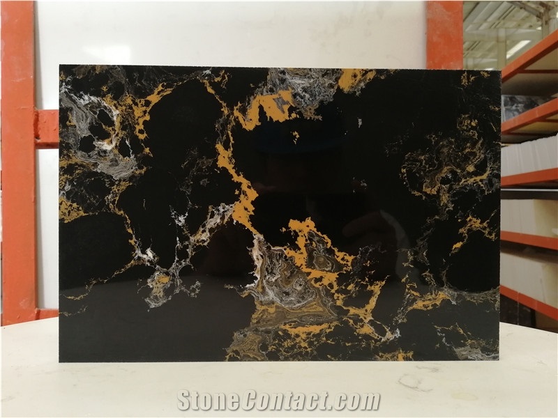 Portoro Black Golden Flower Artificial Marble