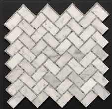 Carrara Marble Stone Mosaic Tile with Mesh