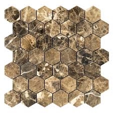 Dark Emperador Hexagon Stone Mosaic