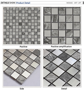 Gray Stone Mosaic Mixed Stainless Steel