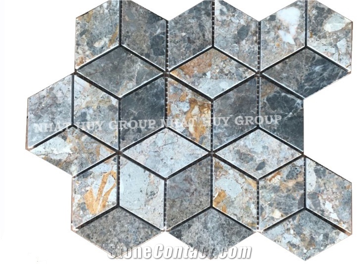 Vietnam Cheap 3d Hexagon Stone Tile Mosaic