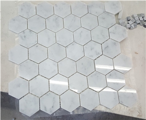 White Marble Floor Water Jet Mosaic Tile