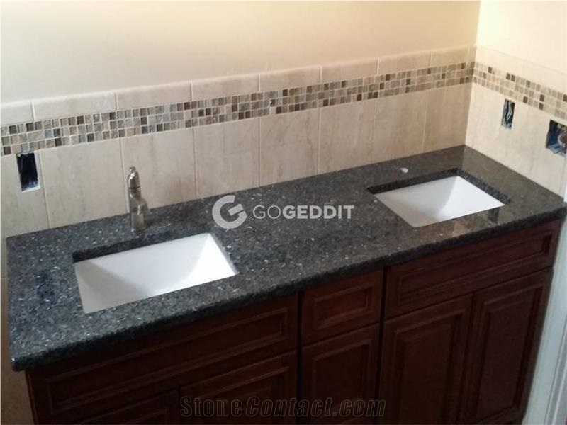 Blue Pearl Granite Bathroom Double Sink Vanity Top