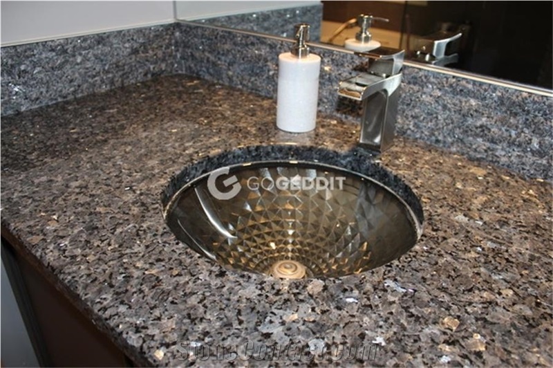 Blue Pearl Granite Bathroom Double Sink Vanity Top