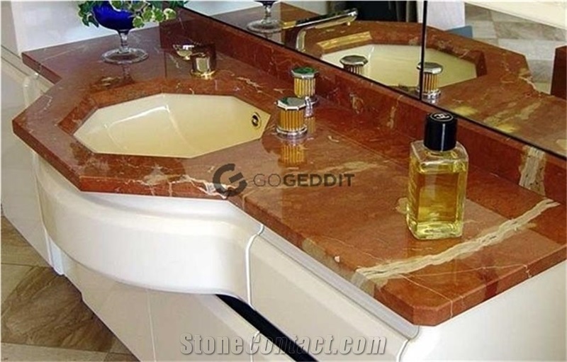 Rosso Alicante Red Marble Bathroom Vanity Top