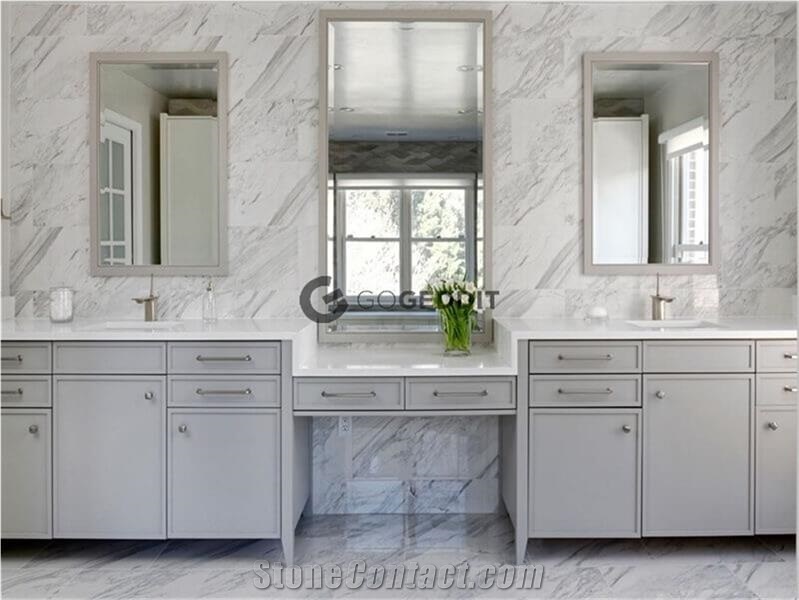 Volakas White Jazz White Marble Bathroom Tiles