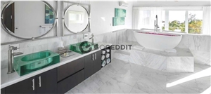 Volakas White Jazz White Marble Bathroom Tiles