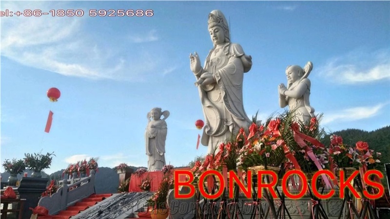 Avalokitesvara Bodhisattva White Granite Statue