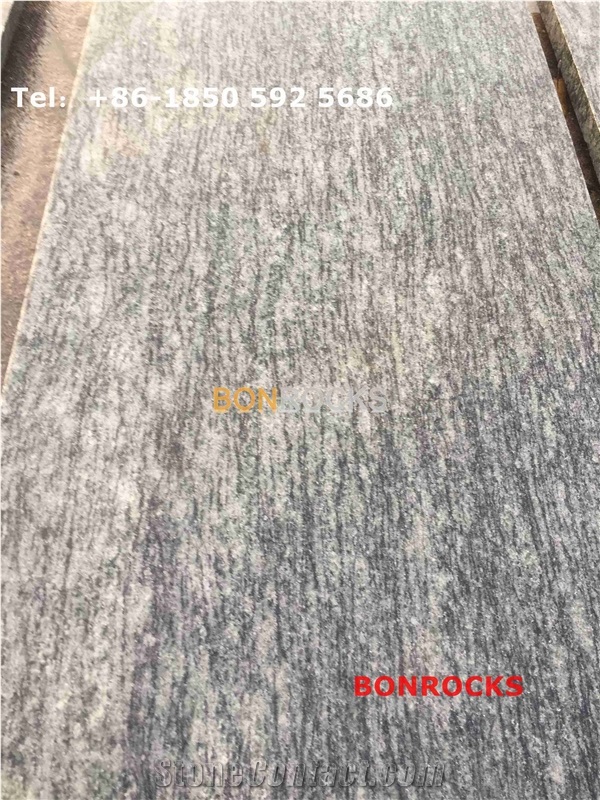 Olive Green Granite Flamed Tiles for Wall Cladding